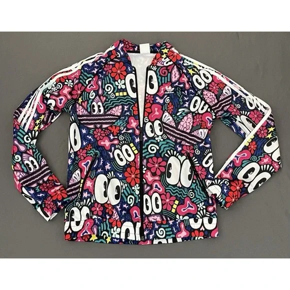 Adidas Originals Jacket Women Medium Hattie Stewart Floral Eyes Track Full Zip - Picture 8 of 12